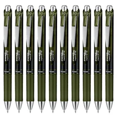 ぺんてる ゲルインキボールペン エナージェル 0.7mm オリーブブラック 10本 BL77A2-KA(10)
