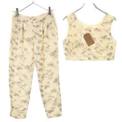 アングリッド リネンブレンド セットアップ ボタニカル柄 ノースリーブブラウス パンツ F／S ベージュ Ungrid ビスチェ レディース 【中古】  【230722】