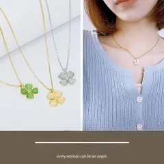 クーポンありネックレス レディース クローバーモチーフ クローバーネックレス ゴールド シルバー シャンパントパーズ K18コーティング サージカルステンレス　ネックレス 誕生日 プレゼント 金属アレルギー　p-0028