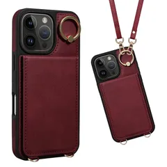 Shlybaay 対応 iPhone 16 Pro Max ケース 背面 手帳型 カードケース 手帳型ケース iPhone16 ProMax 用 ショルダー ストラップ スマホケース いPhone16 Pro Max 用 背面ケース 肩掛け ICカード収納 1