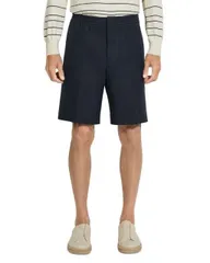 【送料無料】 ゼニア メンズ ハーフパンツ・ショーツ ボトムス Elasticized Waist Regular Fit Linen Shorts Navy Blue