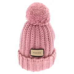 GUCCI (グッチ) LABEL LOGO KNIT BAENIE 652656 3G206 ラベルロゴ ケーブルニット ビーニー ニットキャップ ピンクのサムネイル