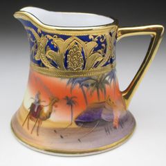 オールドノリタケ コバルト金盛り砂漠風景絵 ミルクポット クリーマー