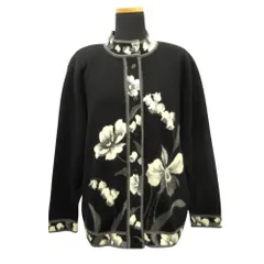良品 ALT MODER カシミヤ100% ハイネック カーディガン ニット セーター 花柄 F 黒 ブラック レディース 古着 中古 USED