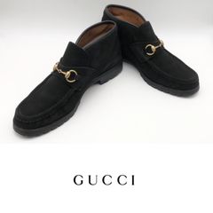 GUCCI グッチ ブラック スエード スリッポン ビットモカシン スリッポン ITALY ホースビット ハイカット イタリア製 USED メンズ 42（1/2）