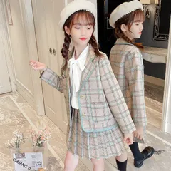 2021秋新品 子供服 3点セット フォーマルスーツ 女の子 長袖 春秋 上下セット チェック柄 カジュアルスーツ 結婚式 入学式 卒業式 入園式 卒園式#nove4705
