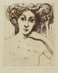ポール・デルボー、女の顔、希少な画集より、新品額装付、状態良好 ポール・デルボー、女の顔、希少な画集より、新品額装付、状態