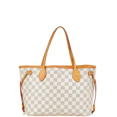 ルイ ヴィトン ダミエ アズール ネヴァーフルPM トートバッグ ショルダーバッグ N51110 ホワイト PVC レザー レディース LOUIS VUITTON【1-0201684】