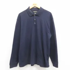 L/古着 エディーバウアー 長袖 ブランド ポロ シャツ メンズ 00s 大きいサイズ コットン 紺 ネイビー 25jul29 中古 トップス