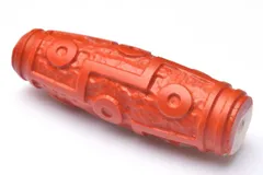 【１点物】マットな質感 南紅瑪瑙(ナンホーン)水晶共生　43x14mm　九眼天珠(貫通穴) ビーズ パワーストーン 天然石 _PC2350