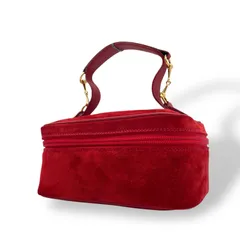 GUCCI グッチ バニティバッグ ポーチ スエード レザー ホースビット 赤 GUCCI グッチ バニティバッグ ポーチ スエード レザー ホース