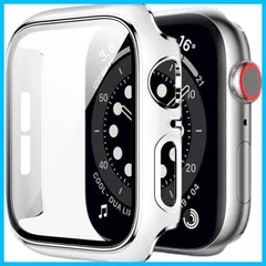【新着商品】ケース(45mm，光沢のホワイト&シルバー) watch watch apple 全面保護 簡単に取り付け・取 カバーキズ防止 高透過率apple PC+ガラス素材 超薄型 本体3D曲面エッジ アップルウォッチ アップルウォッチ 45mm対応 41