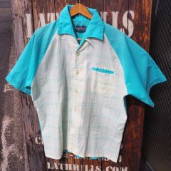 70s Vintage【King Edward】ビンテージ キングエドワード パーマネントプレス 2トーン チェックボーリングシャツ◆Size:US-L