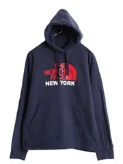 【お得なクーポン配布中!】 ノースフェイス プリント スウェット フード パーカー メンズ М / The North Face プルオーバー 裏起毛 トレーナー アウトドア 紺 NEWYORK