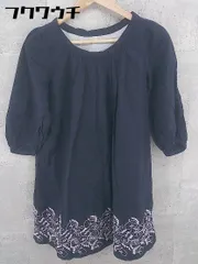 ◇ Lusso vita weekend nano universe ナノ ユニバース 刺繍 長袖 膝丈 ワンピース サイズ36 ネイビー系 レディース 【中古】 【1101210003108】