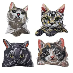 ワッペン アップリケ 猫 大きい 4種セット 