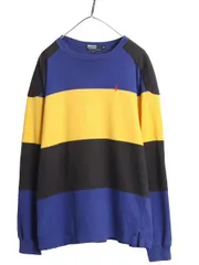 【お得なクーポン配布中!】 90s USA製 ポロ ラルフローレン ボーダー 長袖 Tシャツ メンズ XL / 古着 オールド ラガーシャツ 素材 ロンT 大きいサイズ ヘビーウェイト