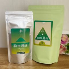 【粉末緑茶＆三角ティーバッグ深蒸し緑茶20個入セット】