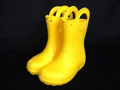 ■新品■未使用■ crocs クロックス 合成樹脂 キッズ レインブーツ 長靴 表記サイズ J1 (約19.5cm) 靴 シューズイエロー系 DJ9903
