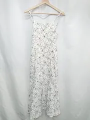 ◇ ⊂ one after another NICE CLAUP 花柄 ウエストゴム ロング丈 ワンピース サイズS ホワイト ブラック レディース E  【1502060018289】