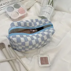 バッグ ポーチ ミニ レディース 韓国ファッション 化粧品 小物入れ チェック柄 黒 グリーン パープル ピンク M250417-237
