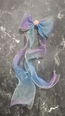 ロングリボン パールチャーム 寒色系 ブルー パープル