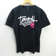 G■トミーヒルフィガー/TOMMYHILFIGER プリントTシャツ/コットン【L】黒/men's/94【中古】■
