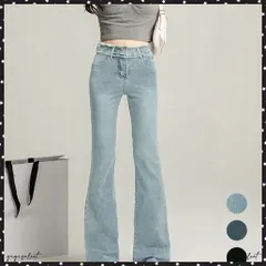 フリンジ フレアパンツ デニムパンツ レディース ハイウエスト 切りっぱなし カットオフ ジーパン カジュアル ブーツカットデニム 細見えデニムパンツ 韓国風 美脚脚長 ボトムス 着やせロングパンツ おしゃれ ジーパン