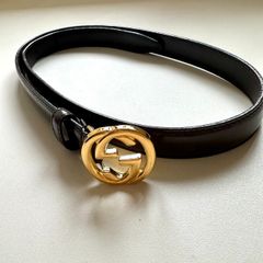 GUCCI ブラックレザーベルト 70-28 - メルカリ