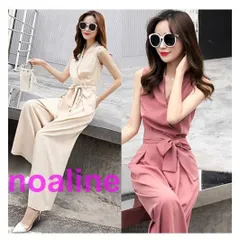 パンツドレス かっこいい オールインワン サロペット パンツ ロング丈 ワイドパンツ ガウチョ リボン ノースリーブ 韓国 二次会 結婚式 パーティー ドレス