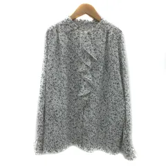 オペークドットクリップ OPAQUE.CLIP シャツ ブラウス 長袖 バンドカラー 総柄 オーバーサイズ 40 L 白 ホワイト 黒 ブラック /YS21