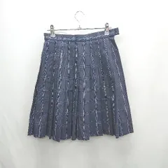 ◇ Θ OLIVE des OLIVE Schoo チェック柄 ひざ丈 プリーツ スカート サイズ63×48 ネイビー レディース E  【1412260010429】