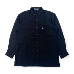 PAGELO パジェロ チェック風 デザイン BD ボタンダウン 長袖シャツ L/ブラック メンズのサムネイル