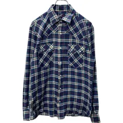 Levi's 長袖 チェック ウエスタンシャツ M ネイビー レッド リーバイス 70's 古着卸 アメリカ仕入 a704-5784