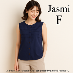 AS0330 Jasmi シルク100% ノースリーブベスト Fサイズ 濃紺 訳あり