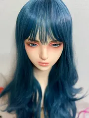 新品-未开封-青色 ロング ウィッグ ネイビー 前髪あり ブルー 65cmのサムネイル