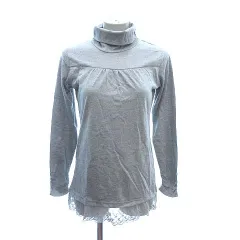 イーストボーイ EAST BOY カットソー 長袖 ハイネック 切替 レース 刺繍 9 グレー /CT