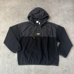 アディダス　オリジナルス adidas Originals R.Y.V. HOODIE フリース切替アノラックパーカー メンズ L 切替 フリースパーカー ブラック　異素材　ナイロン　トレフォィル