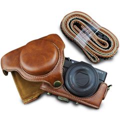 【在庫処分】カメラバック ミラーレス一眼 M5 DCS-RX100シリーズ M4 DSC-RX100M2 DSC-RX100M3 M3 DSC-RX100M4 M2 DSC-RX100M5 対応 RX100 PUレザーケース Cyber-shot ショルダーベ