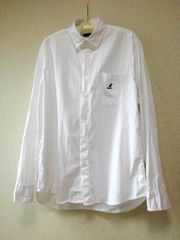 479【美品】KANGOL 長袖ホワイトシャツ コットン100％ Ⅼサイズ
