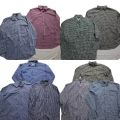 古着卸 まとめ売り トミーヒルフィガー 長袖シャツ 10枚セット (メンズ XL /2XL ) フラッグタグ ストライプ ボタンダウン 中古 古着 NA9454
