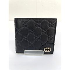 구찌 GUCCI 가죽 코인 지갑 2 접는 지갑 블랙 더블 G 이탈리아 제 지갑 본체 전용