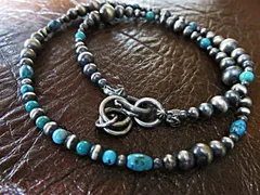 インディアンジュエリー シルバー925 ターコイズ ビーズ ネックレス ナバホパール INCA al-ij6002