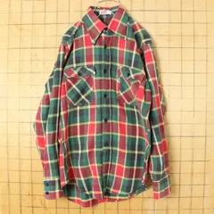 70s USA製 Levis リーバイス BIG-E フランネル チェック シャツ レッド グリーン メンズM 長袖 アメリカ古着　013124ss60