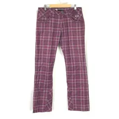 オークリー/OAKLEY★ゴルフウェア/パンツ【メンズ32/股下78cm/チェック柄/ワインレッド/wine red】Pants/Trousers◆cBH364<sale>