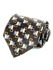 マリオ・ヴァレンティノ ネクタイ 総柄 シルク イタリア製 ブランド メンズ ブラウン MARIO VALENTINO 【中古】