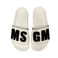 純正新品 美品６◇MSGM レザー ファーデザイン サンダル