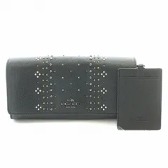 コーチ COACH リベットフラップウォレット 長財布 二つ折り レザー スタッズ ロゴ 装飾 カードケース カード入れ 黒 ブラック 57229 /BB ■OF