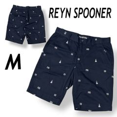 REYN SPOONER レインスプーナー メンズ ハーフパンツ M ハーパン 刺繍柄 BMRS-RN005 刺繍柄 ネイビー系 (D026)★