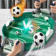 子供が夢中になる！楽しいサッカーバトルゲームインタラクティブなテーブルサッカーゲーム - 小道具ではない紙幣、羽のない、プラスチック製のフットボールバトルセット、ボール2個付き、パーティーの楽しみのためのマニュアルプレイ - 子供向けのスーパーボウル教育玩具